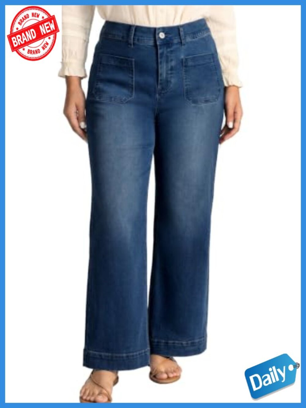High Waisted Wide Leg Jeans for Curvy Women Stretchy Baggy Denim Pants